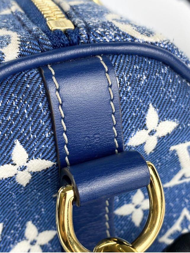 Louis Vuitton Speedy Bandouliere 25 Denim Jacquard Navy Blue in Denim/Calfskin  Leather with Gold-tone - US