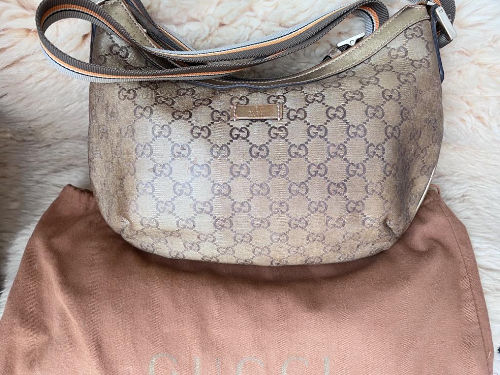 Gucci GG Crystal Gold Canvas Messenger bag Luxury Bags Wallets