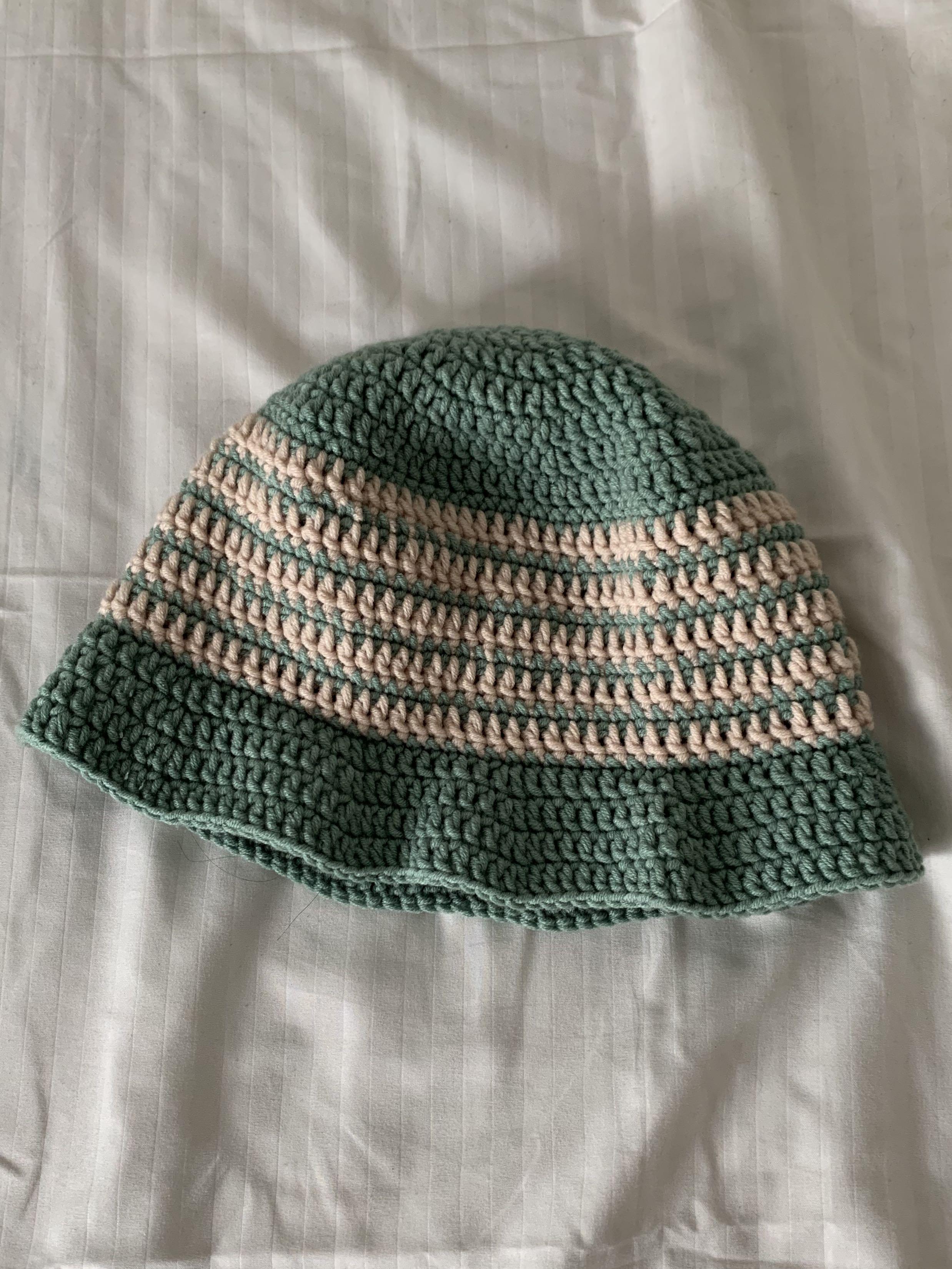 handmade sage green crochet hat knitted 