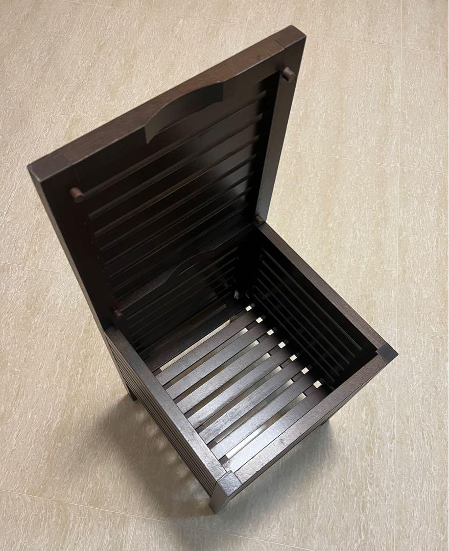 Ikea Molger Storage Solid Wood Stool (dark brown), Furniture & Home