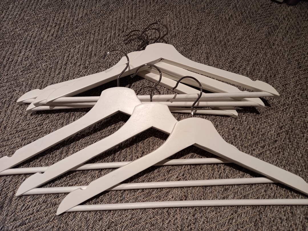 IKEA White Wooden Hangers (7pc), Furniture & Home Living, Home