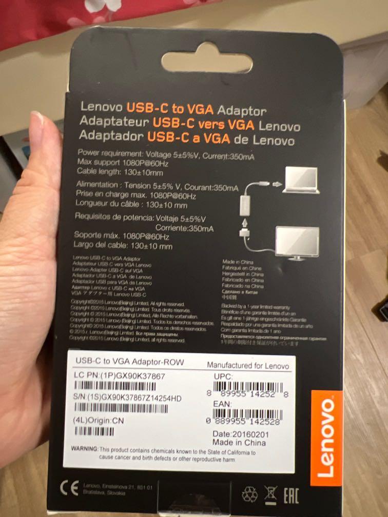 LENOVO USBC to VGA adapter, Computers & Tech, Parts & Accessories