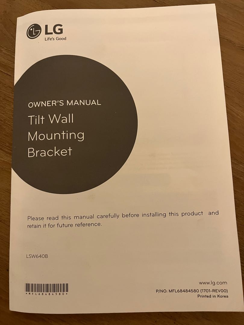 LG Tilt Wall Mounting Bracket LSW 640B, TV & Home Appliances, TV