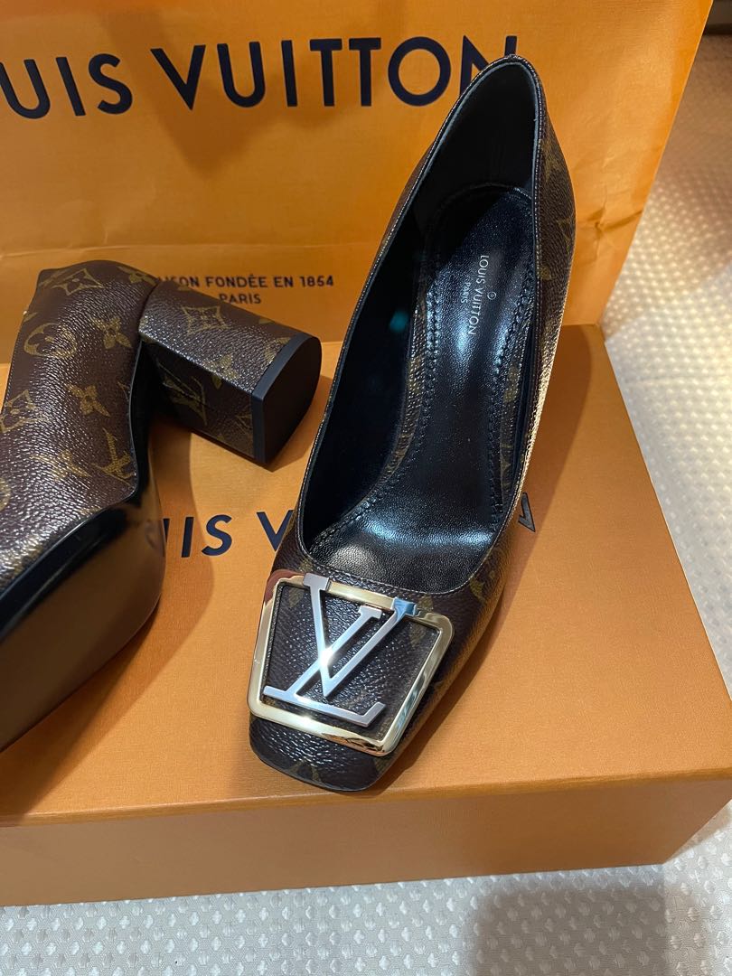 Louis Vuitton Monogram Canvas Madeleine Block Heel Pumps Size 36 Louis  Vuitton