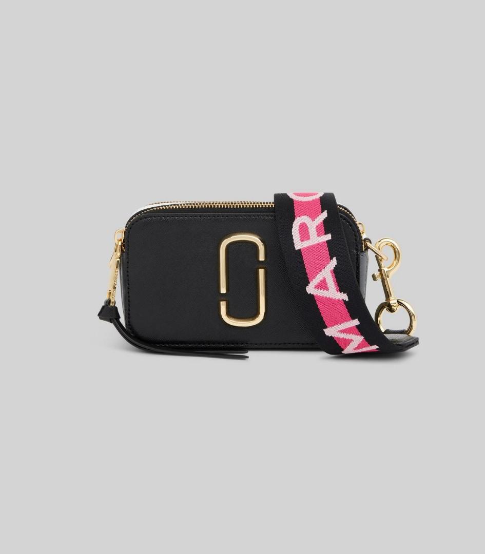 Marc Jacobs classic design snapshot black pink strap sling instock