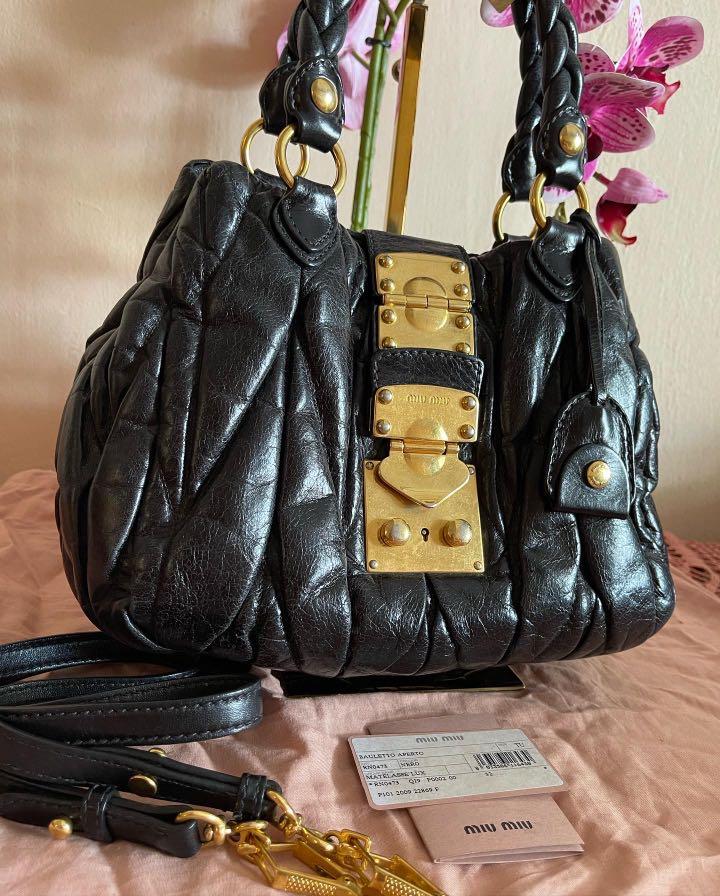Authentic Miu Miu Bauletto Nappa Old Vintage Leather Tote Crossbody Bag |  eBay