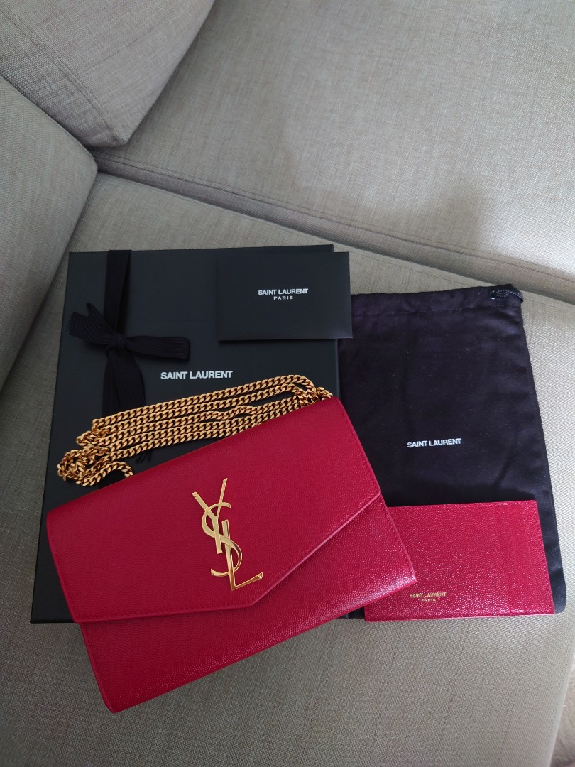 Ysl uptown chain wallet red 2025