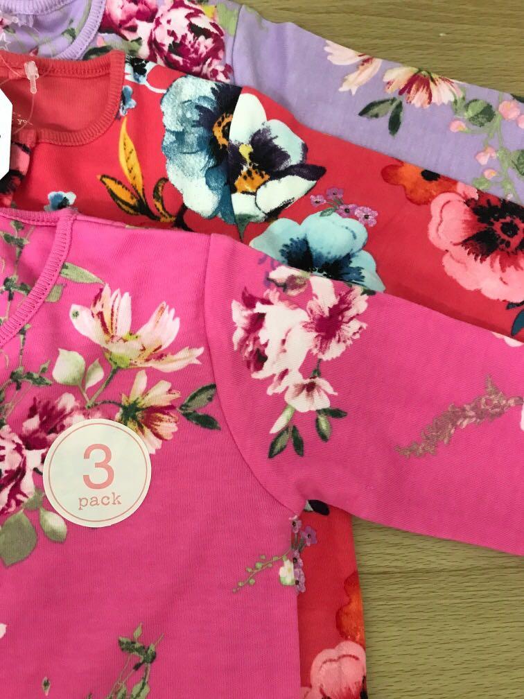 Next Baby 3pack Floral Sleepsuits