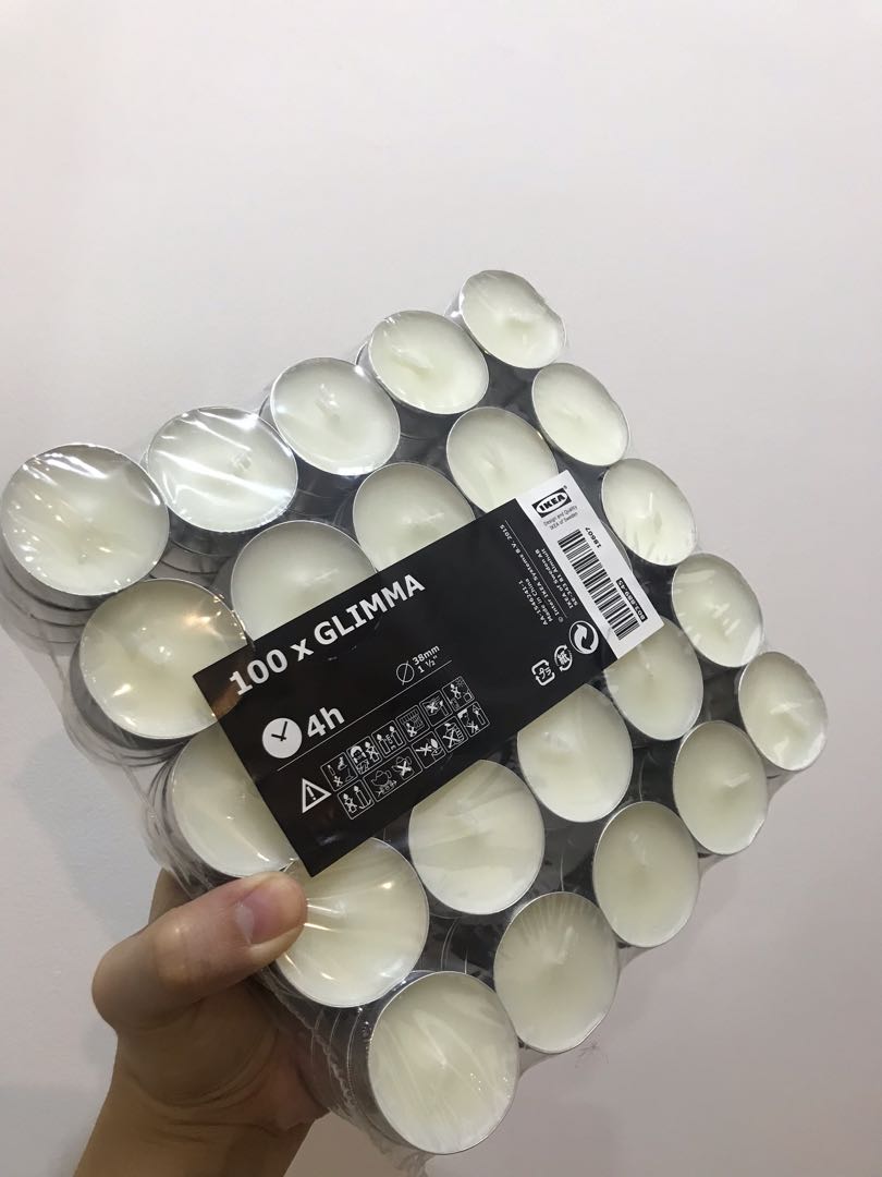 Orig IKEA Glimma 100pcs Tealight Candles, Furniture & Home Living, Home