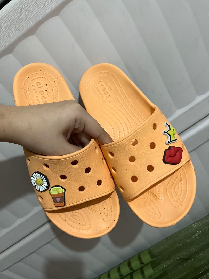 Cantaloupe crocs slides deals