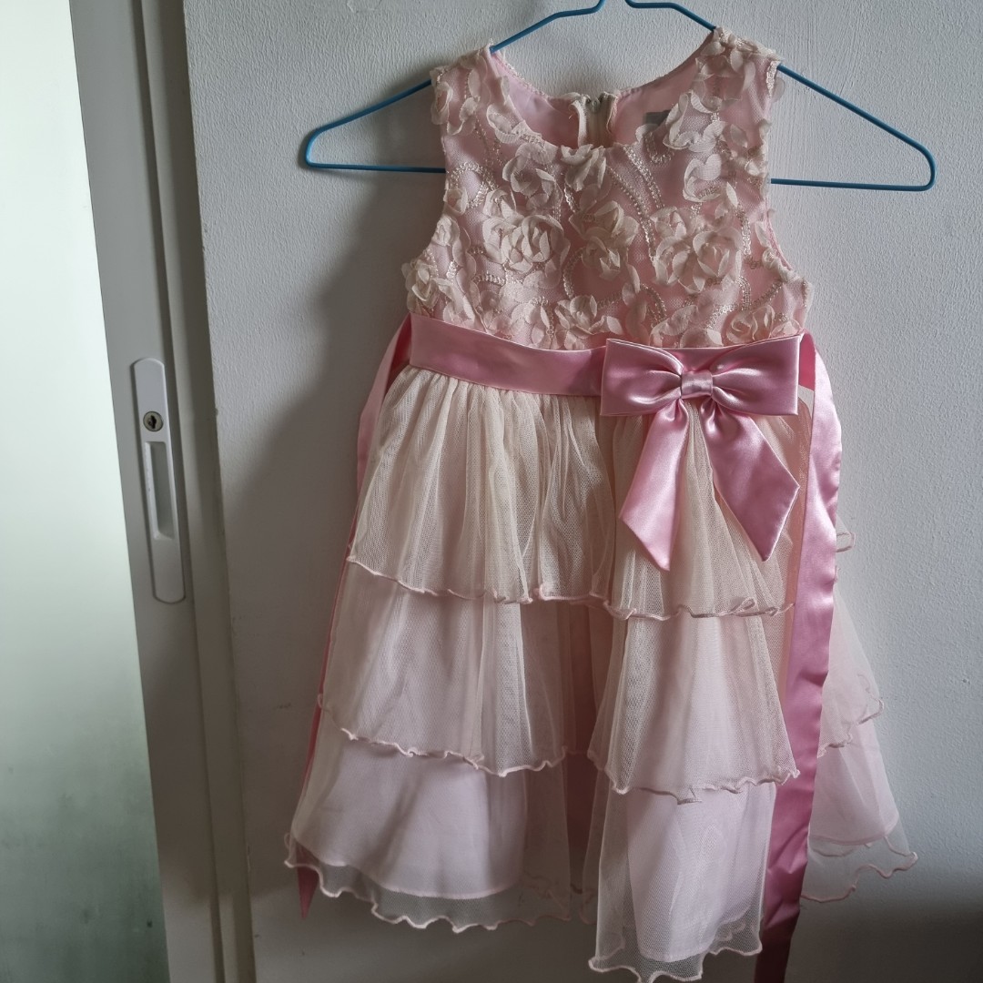 Pink Floral Ruffle Party Dress for 4 yr old, Babies & Kids, Babies