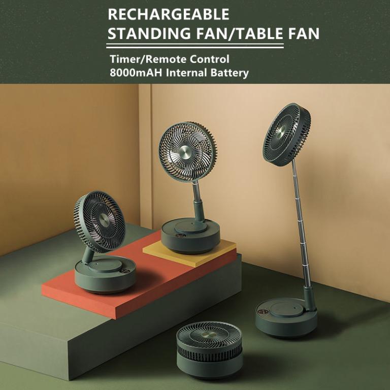 Portable Oscillating Desk Fan 8000mAh Type-C Fast Charging USB Rotate ...