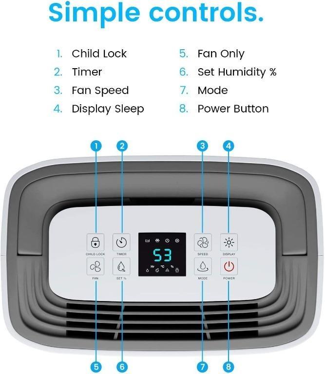 Pro Breeze® 20L/Day Dehumidifier with Digital Humidity Display, Sleep