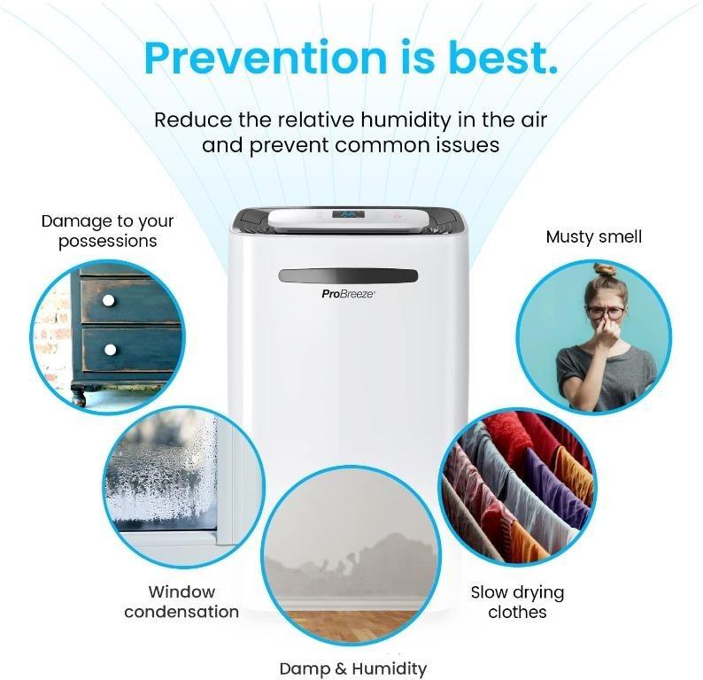 Pro Breeze® 20L/Day Dehumidifier with Digital Humidity Display, Sleep