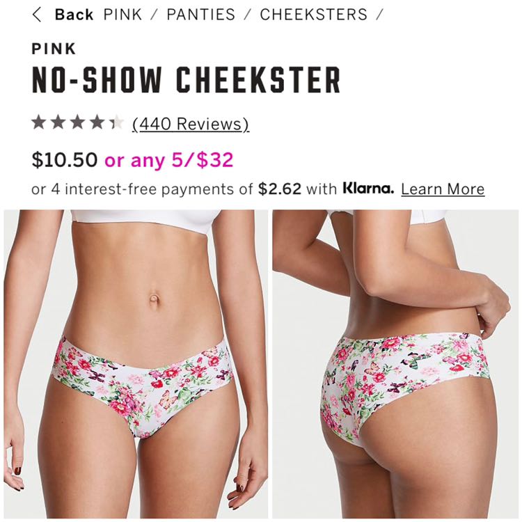 SALE) Pink VS (Large) Seamless Cheekster Panty (Gray), Women's Fashion,  Undergarments & Loungewear on Carousell