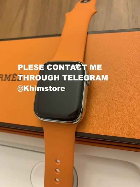 Series 7 case Band Apple Watch Hermes Single Tour Orange Silicon Band