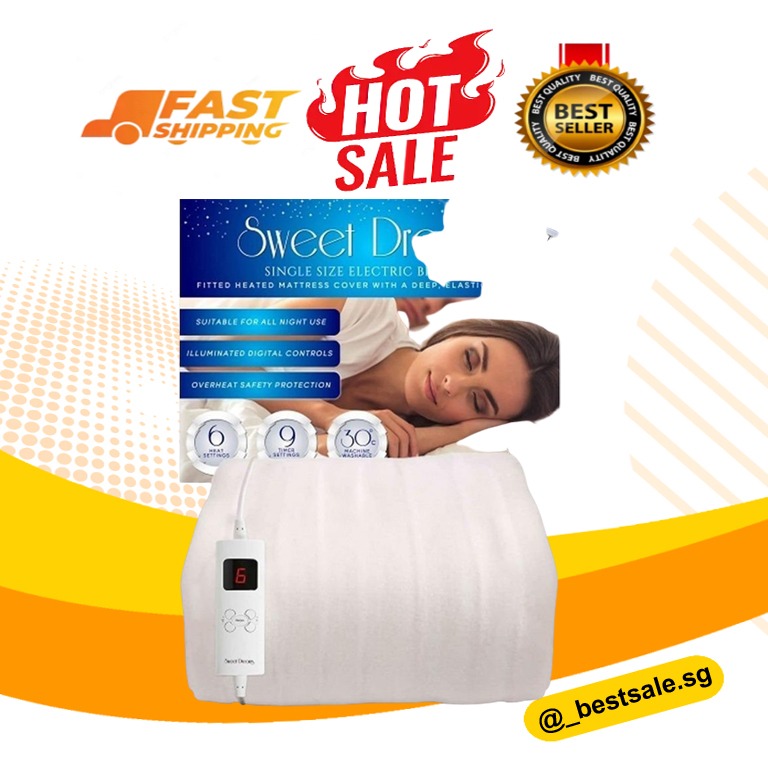 Sweet Dreams Electric Blanket Single Bed Size 107 x 203 x 40cm - Fully  Fitted Machine Washable Heated Mattress Under Cover Underblanket with  Elasticated Skirt - Overheat Protection, Health u0026 Nutrition, Medical