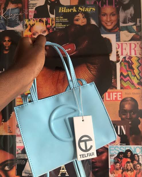 telfar pool blue bag