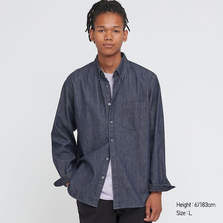 Uniqlo men denim shirt on sale