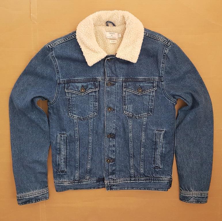 Topman borg denim jacket store
