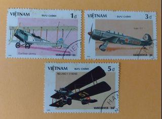 Vietnam 1986 : Vintage Airplanes , set of 3