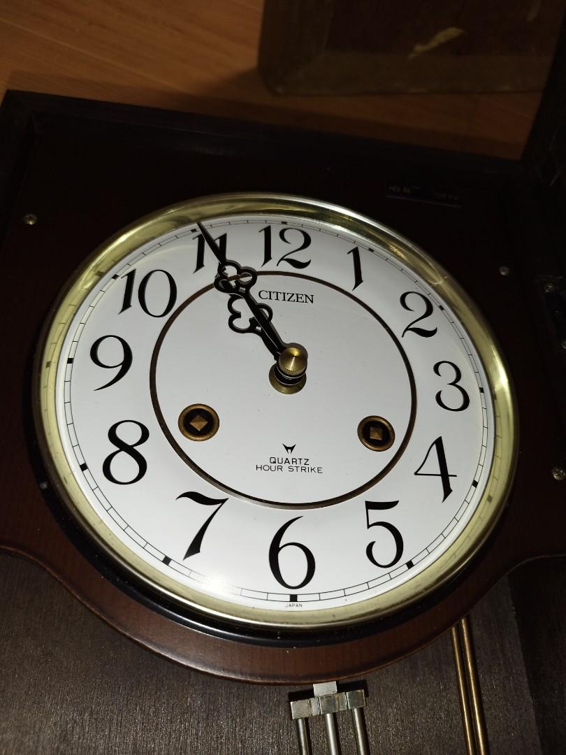 Vintage Solid Wood CITIZEN Wall Clock pendulum with alarm every hour