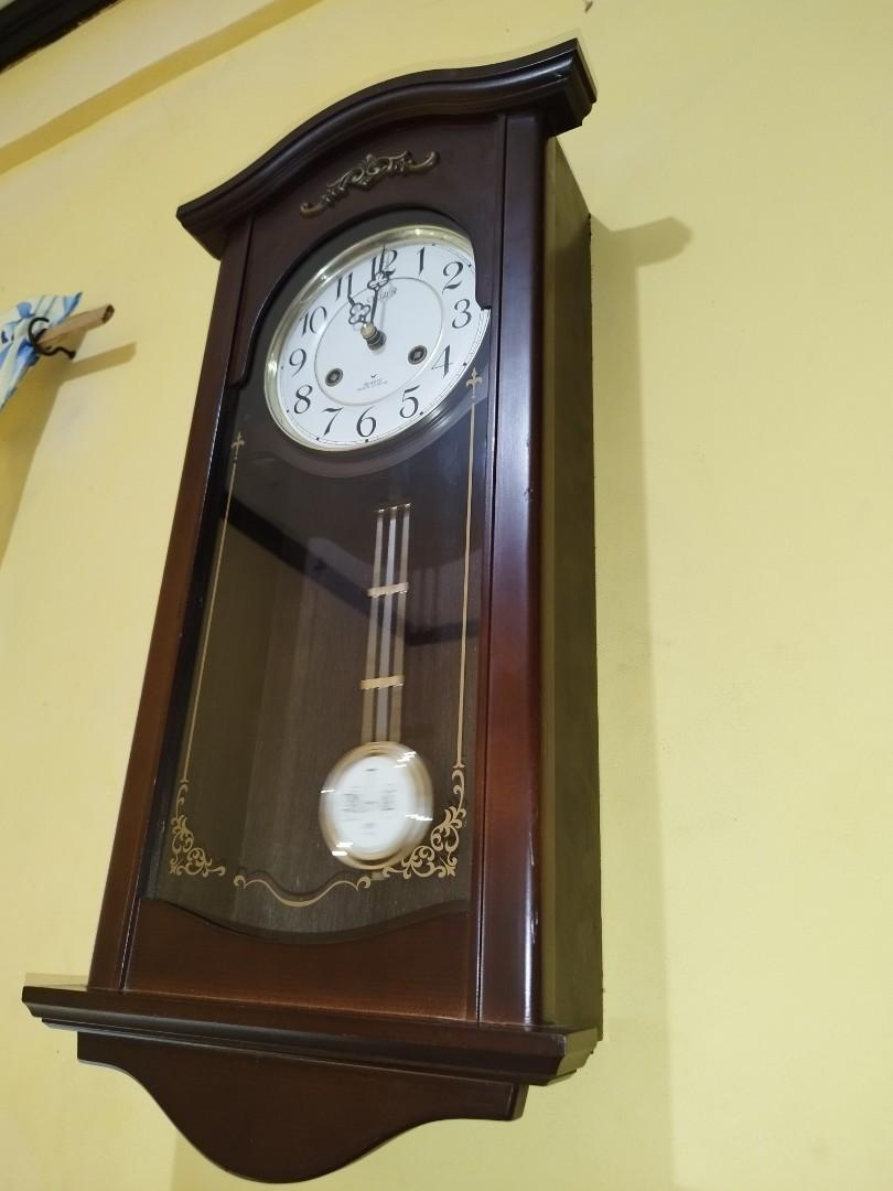 Vintage Solid Wood CITIZEN Wall Clock pendulum with alarm every hour