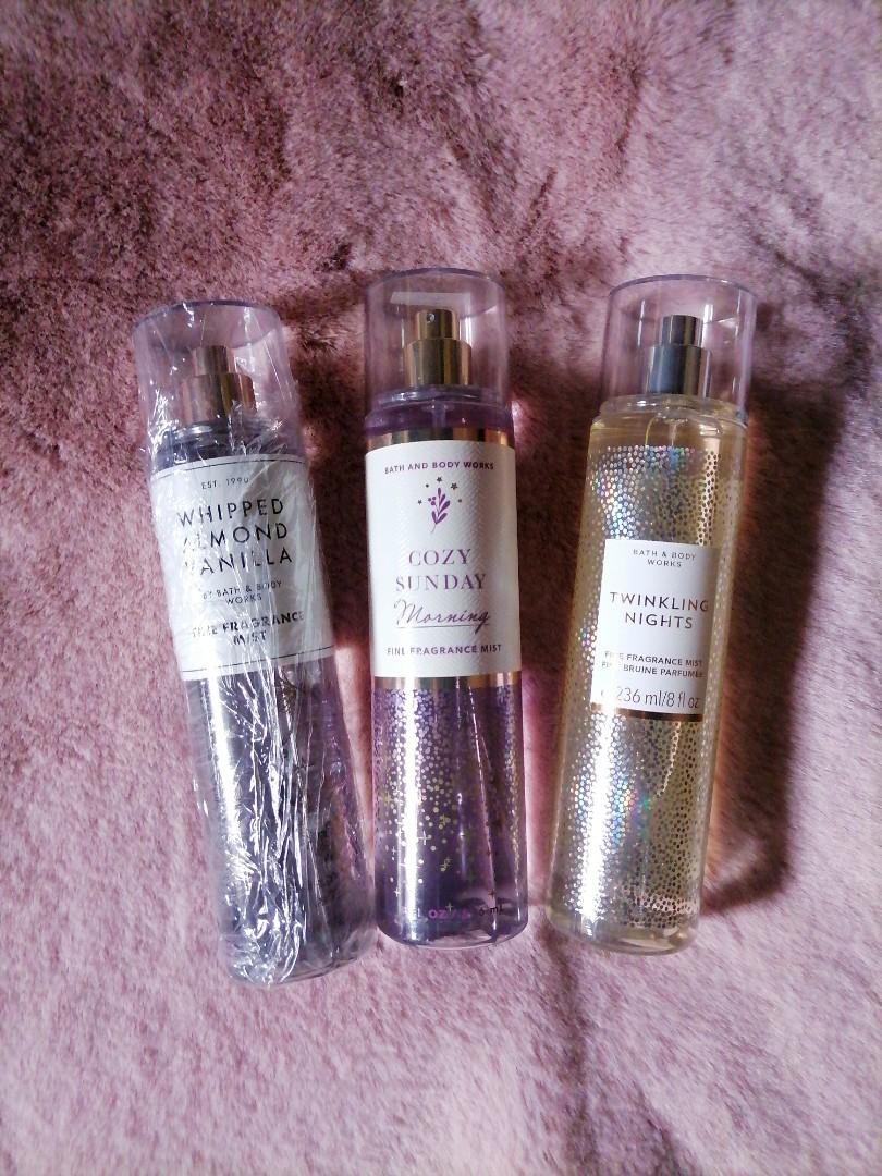 Whipped Almond Vanilla Mist Bundle (Category: Fragrance & Deodorants) located in Caloocan City. Submitted by lichellieeee (Listing ID 1163911671, Image 1). Description: Brand new mists -Whipped Almond Vanilla -Cozy Sunday Morning -Twinkling Nights MOP: Gcash/Bank Transfer MOD: Grab/Shopee check out (no COD).