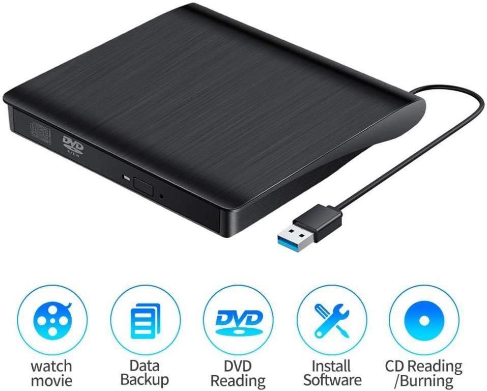 X5125 External CD DVD Drive,USB 3.0 Portable CD/DVD +/Rw Drive,DVD/CD ROM Burner Player with