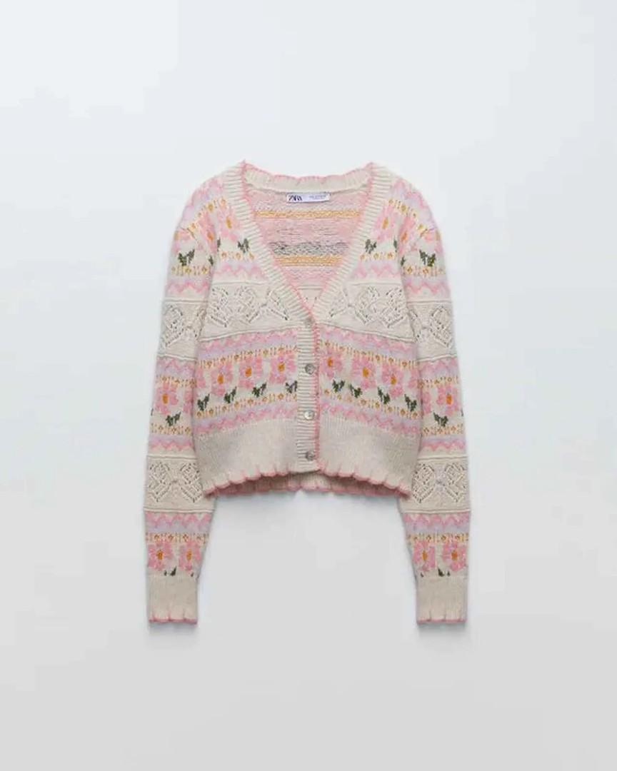 Zara Floral Crochet Knit Cardigan Crochet Jumper Tejidos Zara Zara