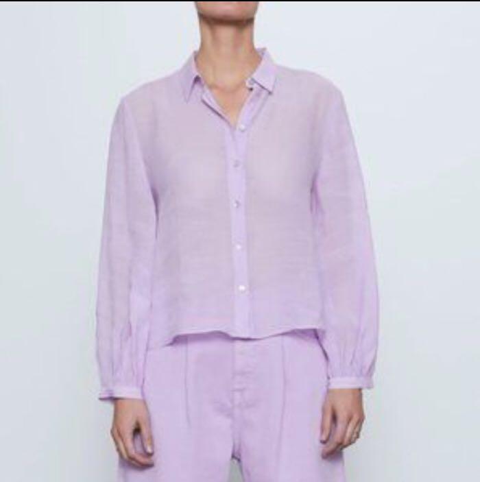 Zara Lilac Tops Blouse, Women's Fashion 