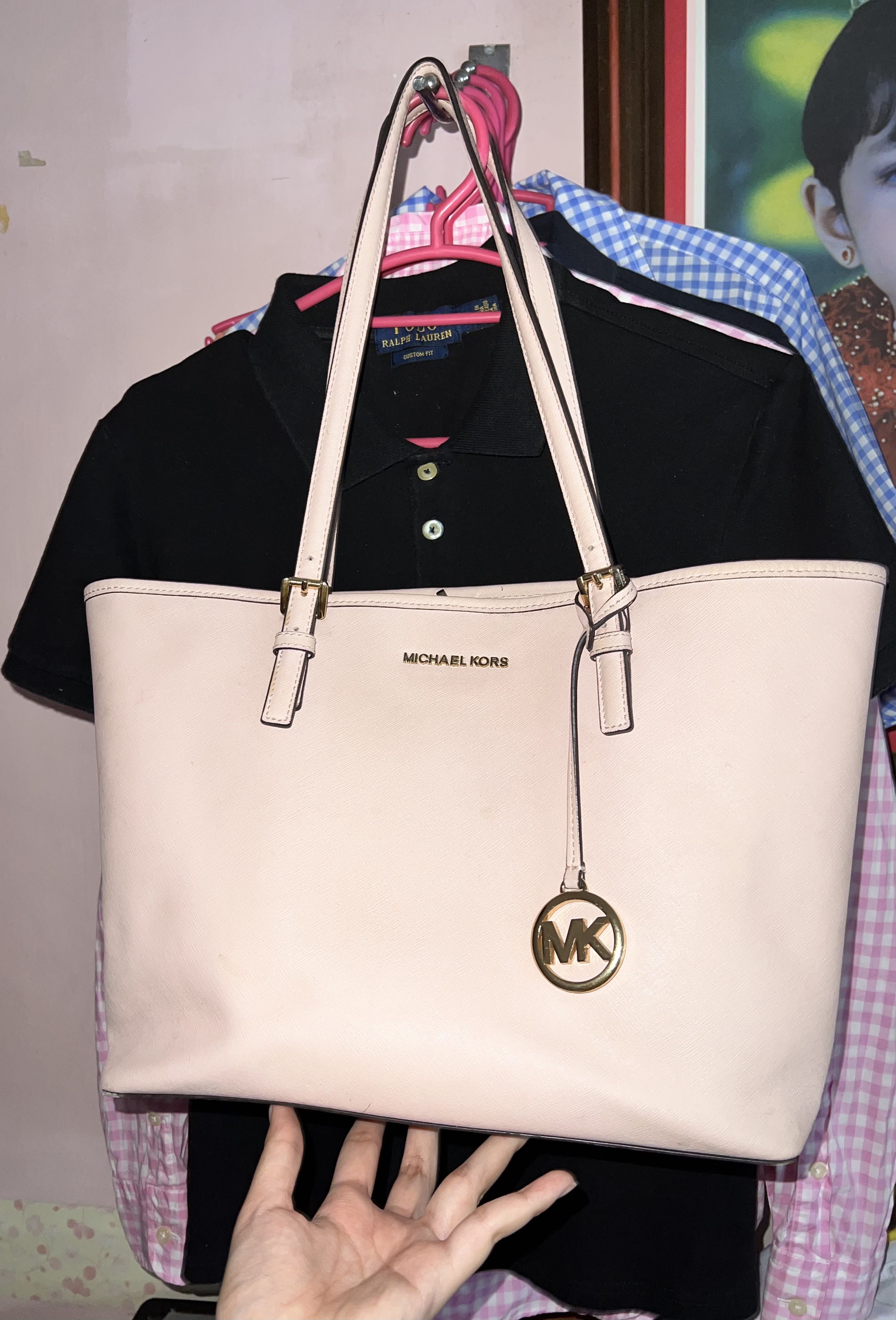 MICHAEL KORS: Michael Chantal bag in grained leather - Baby Pink | Michael  Kors handbag 30F2G7CS2T online at GIGLIO.COM