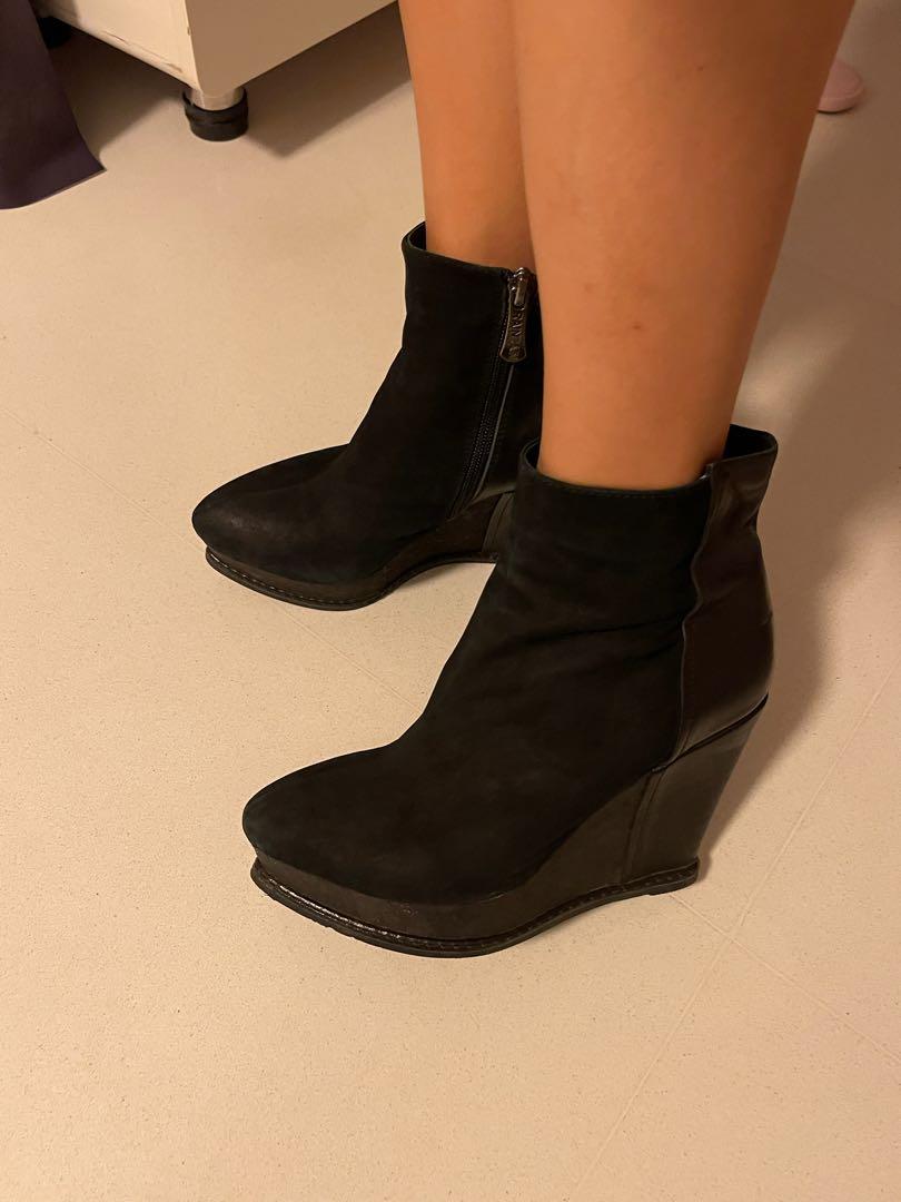 Wedge heel clearance leather boots