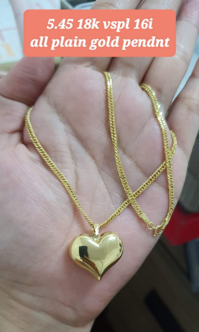 18K Saudi Gold heart necklace, Women's 