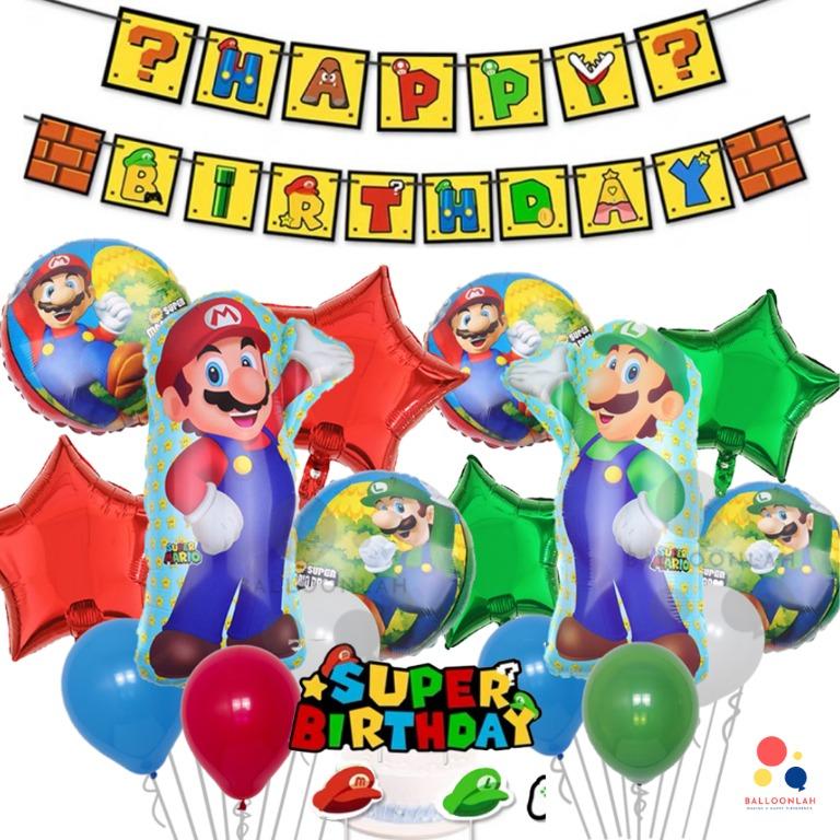 Mario and Luigi Number 9 Balloon Decorations for Birthday Party