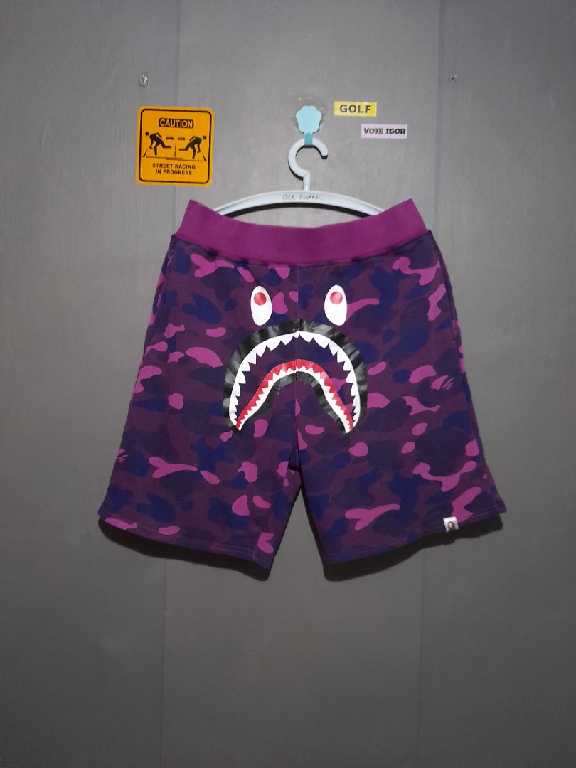 Bape Shark Purple Camo Shorts, Men's Fashion, Bottoms, Shorts on Carousell