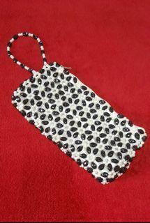 Black and White Pearls and Beads Clutch Bag