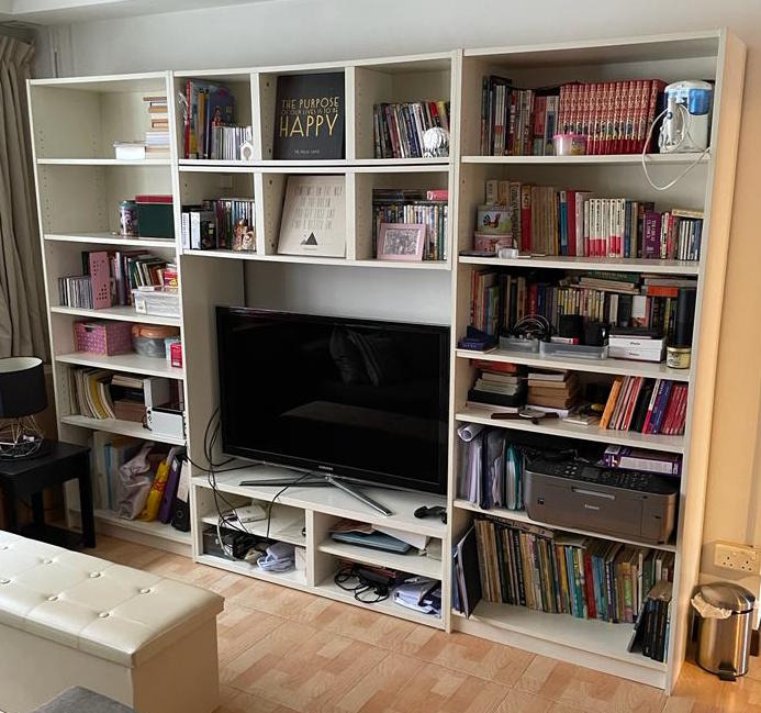 Bookshelves with TV Console Space (Shelving only Books, TV etc. in