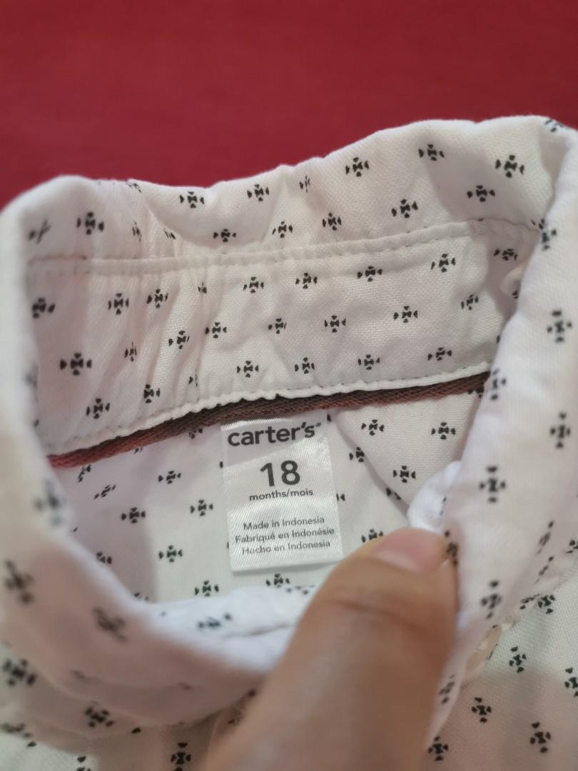 Carter's long sleeve for baby (Category: Babies & Kids Fashion) located in Taguig. Submitted by Prelovedvclothes (Listing ID 1165656230, Image 2). Description: No flaws or stain Used only for binyag Super bago pa Brand :Carters Size:18months old Complete buttons.