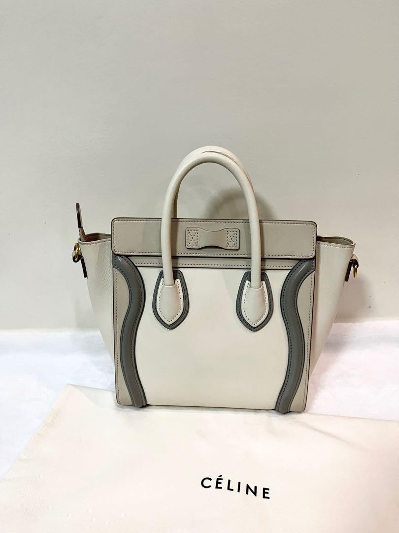 CELINE NANO LUGGAGE BAG (Category: Luxury Bags & Wallets) located in San Jose del Monte. Submitted by luxxyluxuryitems (Listing ID 1165739777, Image 2). Description: The ultimate favorite bag — Celine Nano Luggage Smooth Calfskin Cream/Gray! ✨ 💠 Authentic / Original 💠 Rank A 💠 Excellent Condition 💠 Comes with cards & dust bag 💠 Message us for more detailed pictures 💠 We don’t sell fakes, imitations, or knockoffs 💠 Money back guaranteed onc