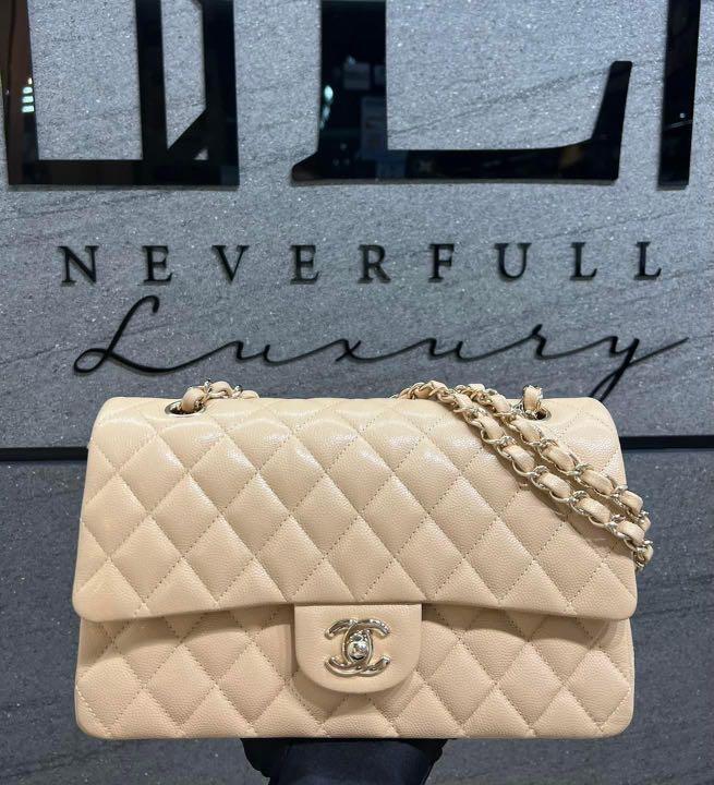 Chanel Classic Medium 19C Beige Shiny Caviar Ghw Bag