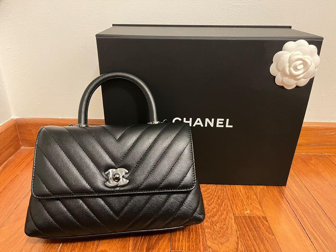 Chanel So Black Chevron Coco Handle Bag