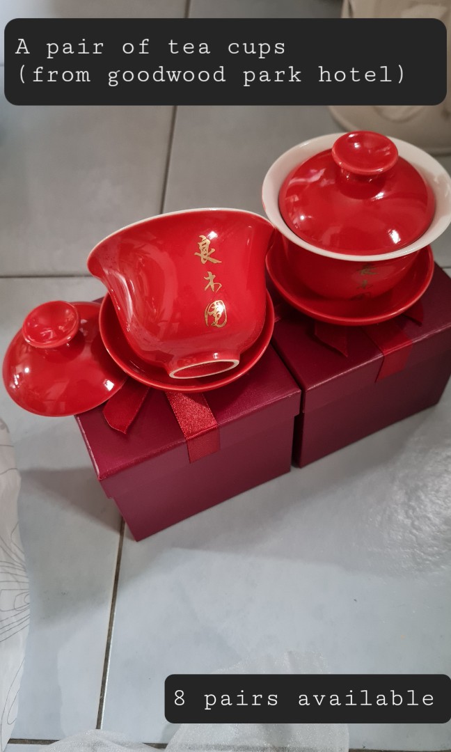 Chinese Tea Cups (red) (sold in pairs), Furniture & Home Living, Kitchenware & Tableware