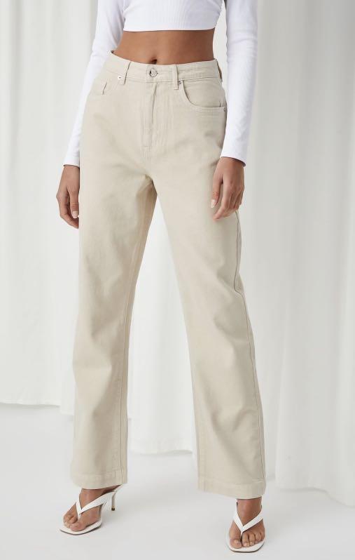 supre high rise wide leg raw hem jeans 