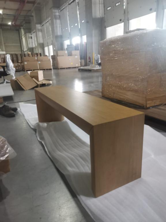 Crate & Barrel MINIMALISTIC Emma Oak Wood Dining Bench, Furniture