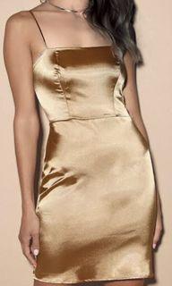 Dress Bodycon Satin Gold 