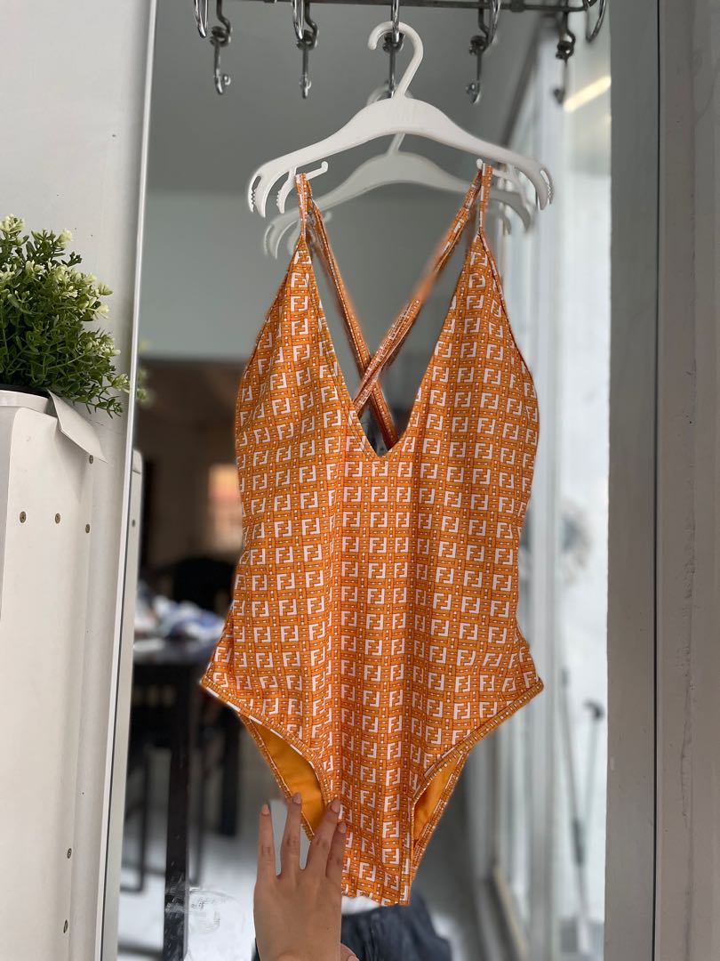 Fendi v neck swimsuit clearance