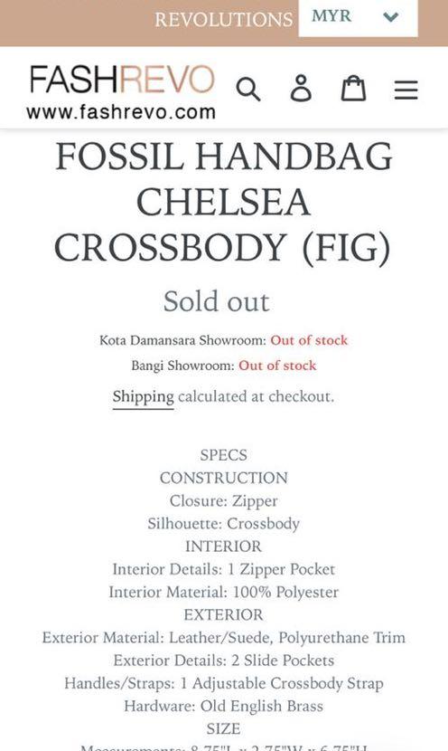 Fossil Handbag Chelsea Crossbody Luxury Bags Wallets on Carousell