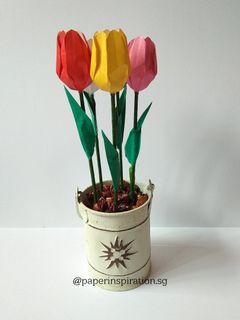 Handmade origami tulip potpourri