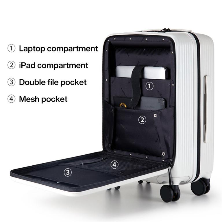Hanke Carry on Luggage Suitcase with Wheels & Front Opening 20in Spinner Luggage Built in TSA Aluminum Frame PC Hardside Rolling Suitcases Travel